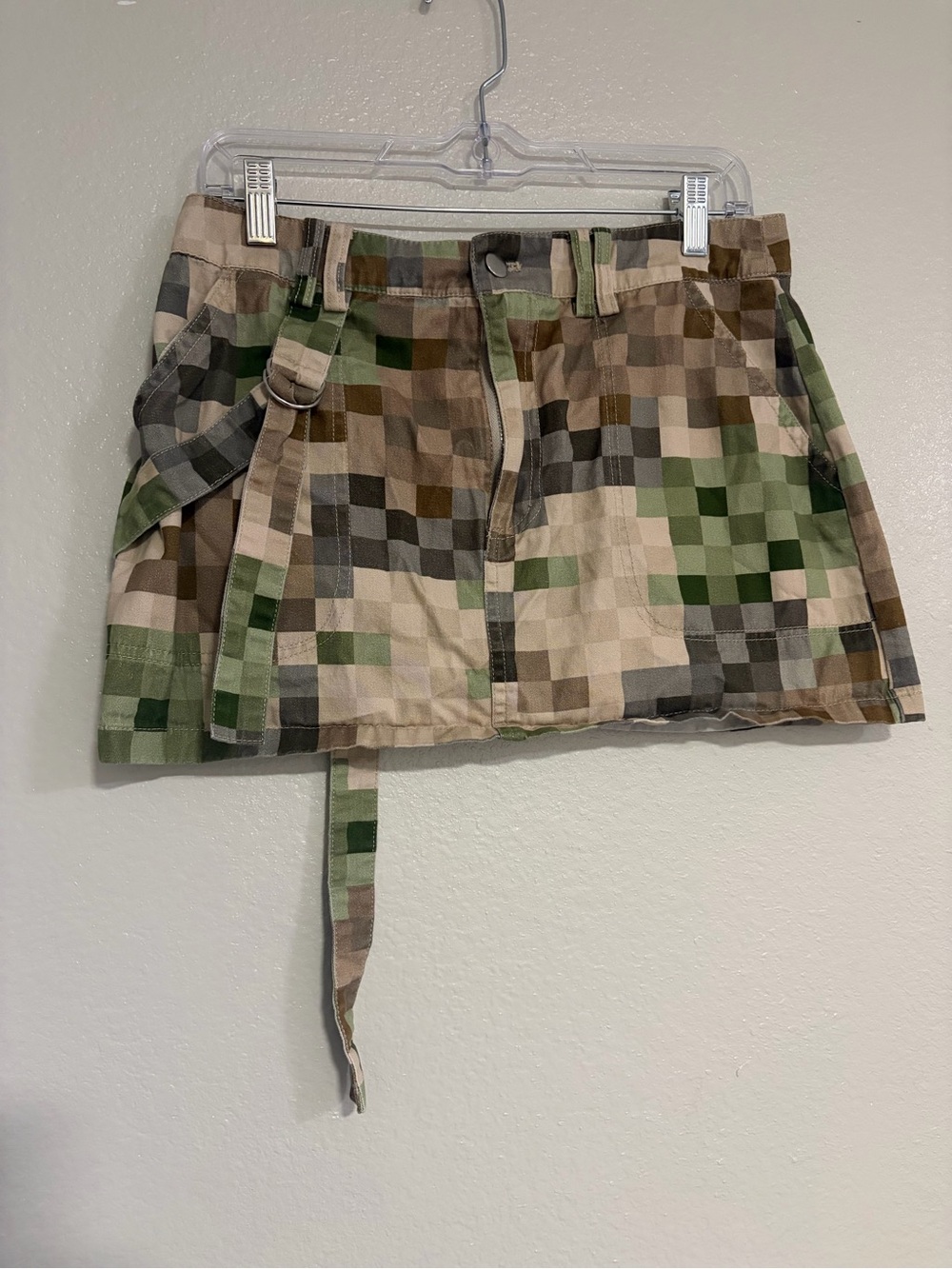 Fashion Nova Pixel Camo Mini Skirt in Green, Brown, Tan, Cream